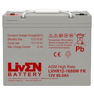 Bater�a 12 Voltios 80 Amperios LVHR12-1680W | Liven Battery